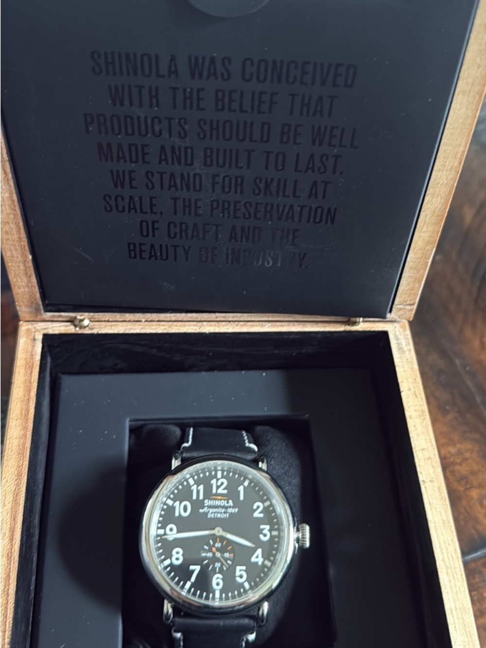 Shinola Black Dial Men's Leather Strap Watch